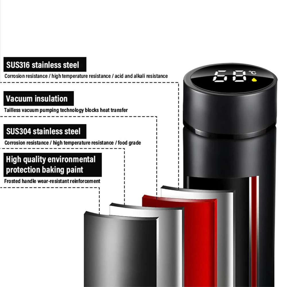 Car Stainless Steel Smart Thermos Mug Thermos LED Display Temperature For Jeep Renegade Patriot Wrangler Cherokee Compass Trail