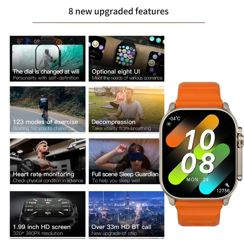 LAXASFIT 2025 Newest Smartwatch Bluetooth Voice Call Heart Rate Monitor Sports Bracelet for Android IOS Smartwatch Gift