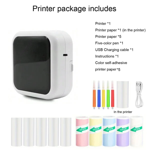 Mini Printer, Portable Thermal Photo Printer, Inkless Sticker Maker Machine for Notes, Photos, Stickers, Labels