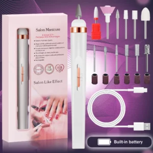 Electric Nail Polish Drill Set Machine With Light Multiple Gears Portable With Battery Electric Manicure Art Tools