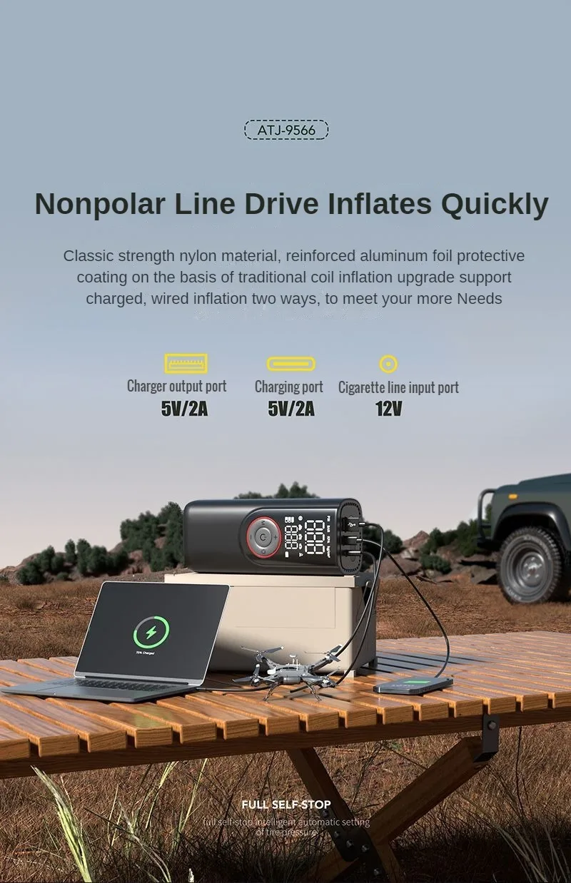 Wireless Tire Inflator Pump 6000mAh Electric Portable Car Air Compressor Fast Inflate Air Pump for Moto Bike Car Tyre Balls