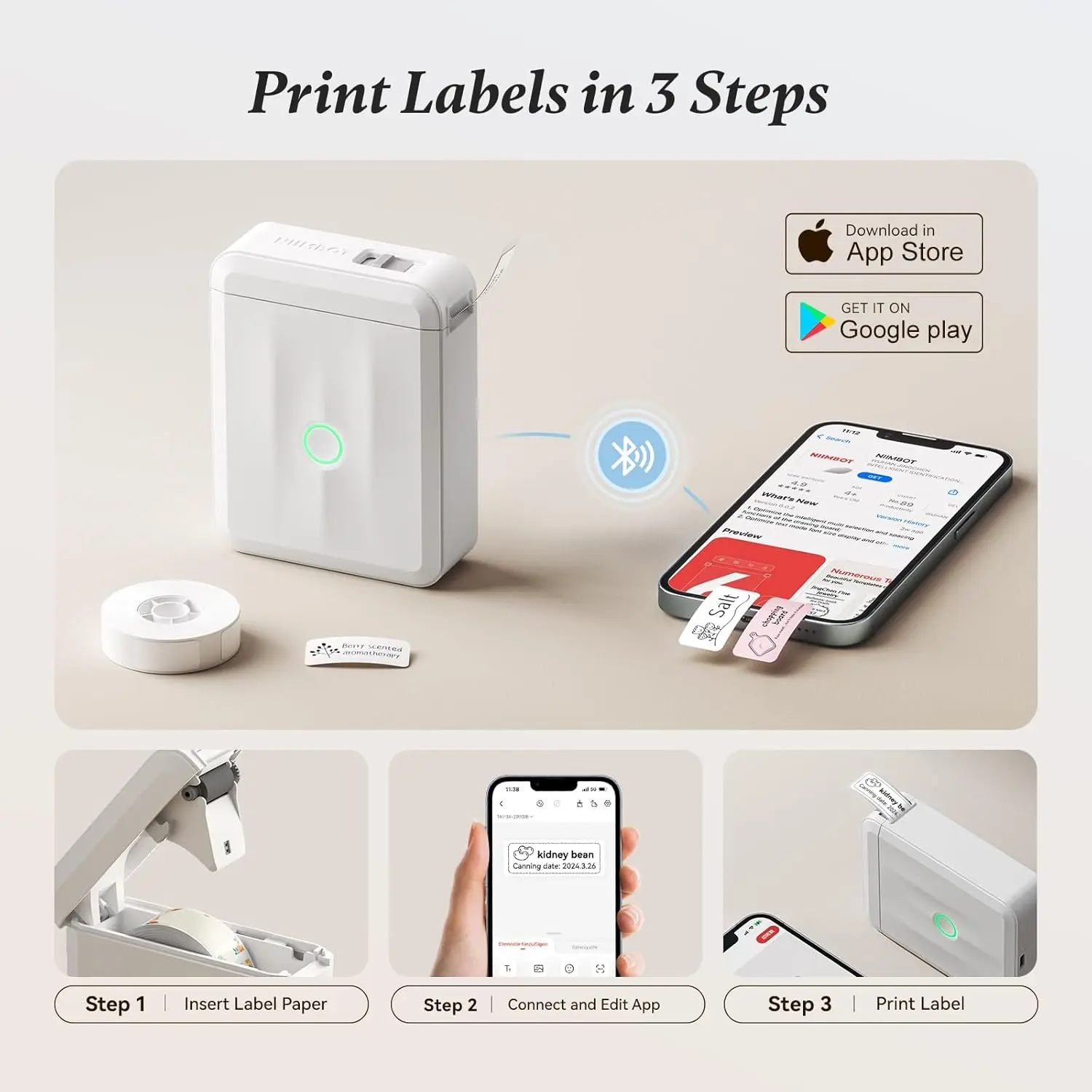 Niimbot D110 Smart Portable Label Printer Mini Pocket Thermal Sticker Maker Self-adhesive Label Papers For Office Home USE