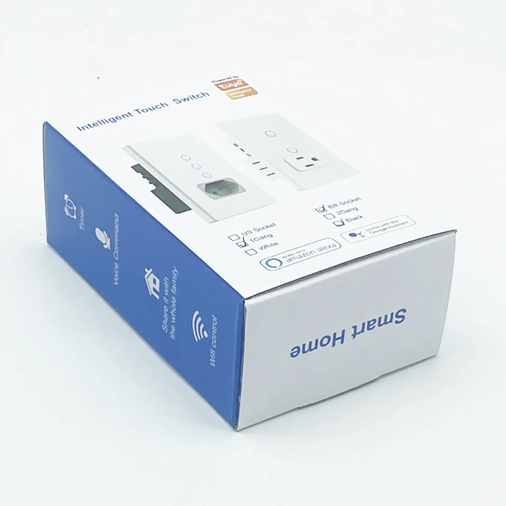 Wifi Smart Tuya Light Switch Stairs Mexico US Wall Socket American Plug Outlet Intelligent Glass Panel Remote Alexa Google Home