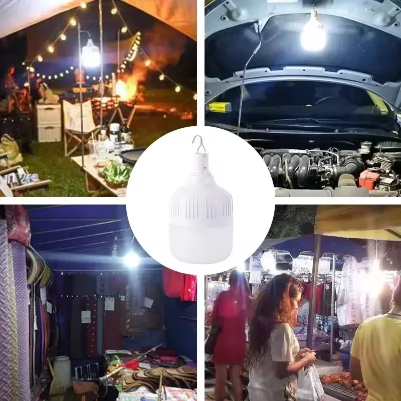 USB Rechargeable Camping Light Bulb Super Bright Portable LED 3 Modes Outdoor Lamp Emergency Fishing BBQ Tents Night Lighting