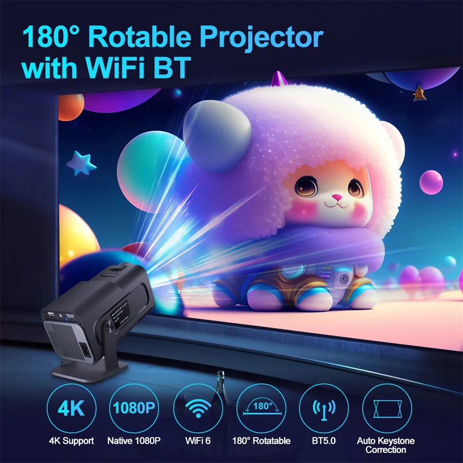 KaiAqua 4K Android 11 Projector Native 1080P 390ANSI HY320 Dual Wifi6 BT5.0 1920*1080P Cinema portable Projetor upgrated FY300