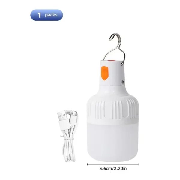 2/4PC Camping Light Portable Rechargeable Dimmable LED Bulb Brightness Outdoor Tent Light Emergency Night Light with Hook