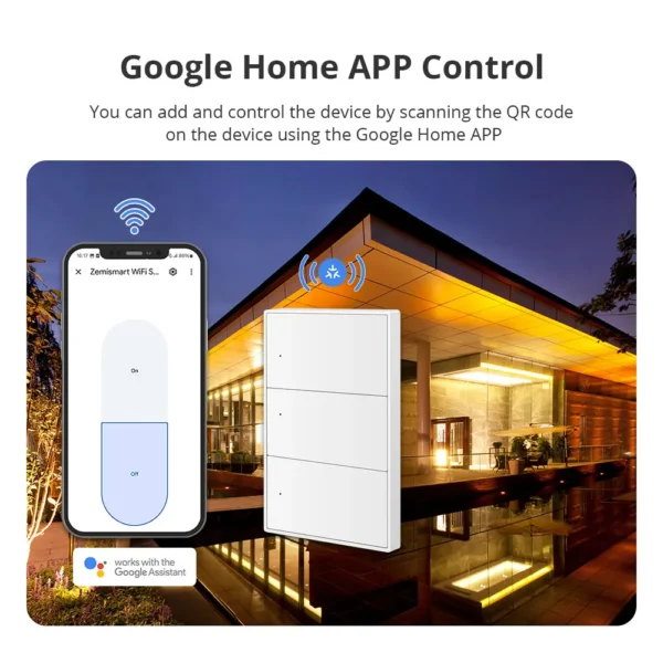 Zemismart Matter WiFi 1 2 3 4 6 Gangs Smart Wall Light Switch Neutral Required with Big Button SmartThings App Homekit Control