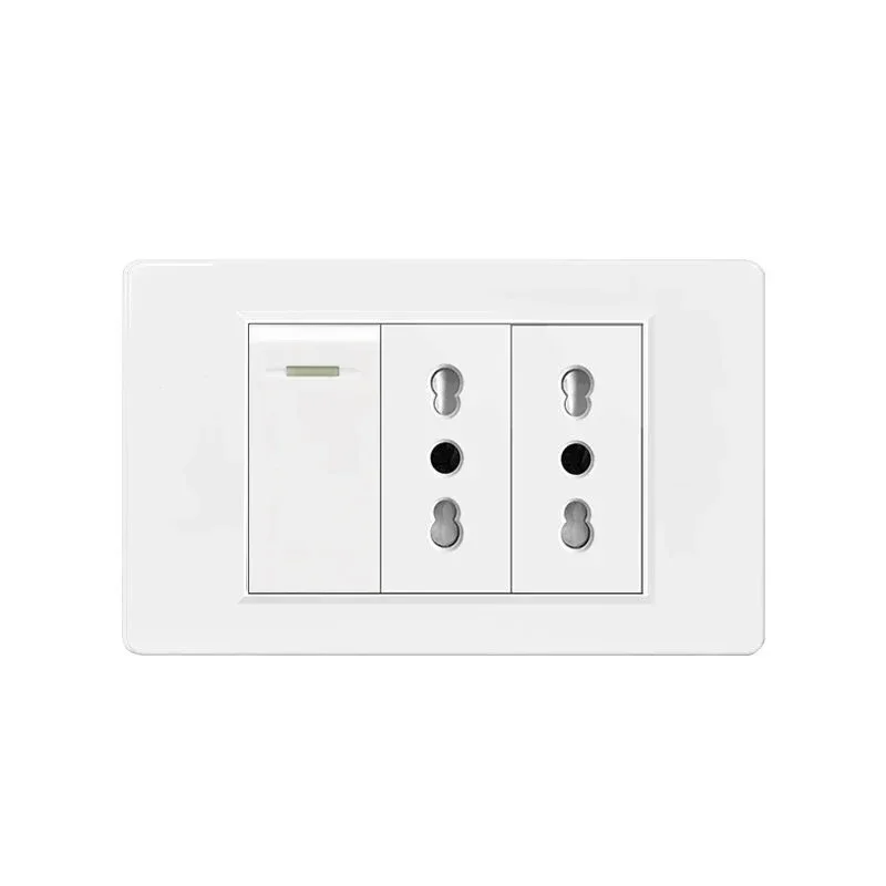 Italy Chile  Standard Outlet with USB Smart Type-c 20W Fast Charging, Dual USB Wall Socket Chile Plug Plastic Panel Light Switch