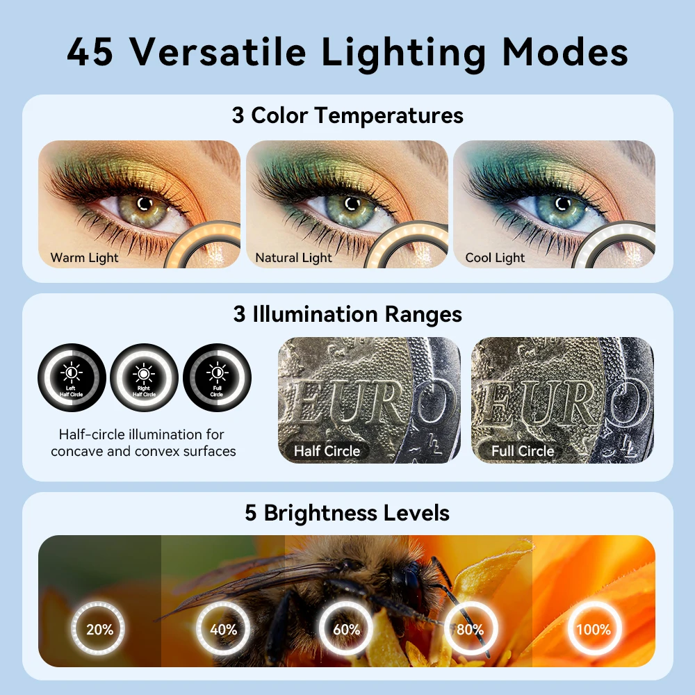 APEXEL 10-20X Zoom Macro Lens HD Micro Phone Camera Lenses with LED Fill Light for iPhone Samsung all Smartphones Eyelash Macro