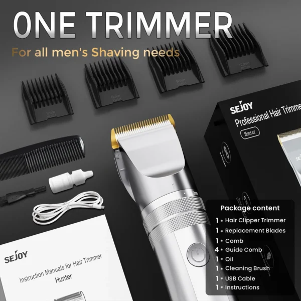 Sejoy Hair Clippers for Men Professional Cordless Barber Clippers for Hair Cutting Machine Grooming Rechargeable Beard Trimmer