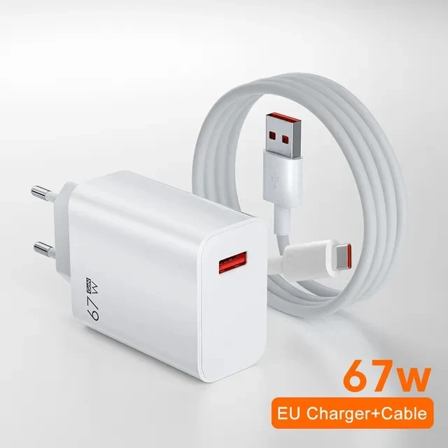 67W USB Fast Charger for Xiaomi 14 13 12 11 10 Ultra Redmi Note 12T 13 Pro Turbo Quick Charge Type C USB Charging Cable