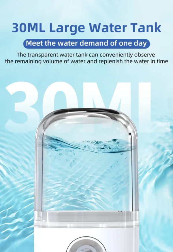Portable Rechargeable Small Facial Steamer 30ml Mini Humidifier Home Wireless Nano Personal Face Hydrat Sprayer Cool Mist Maker
