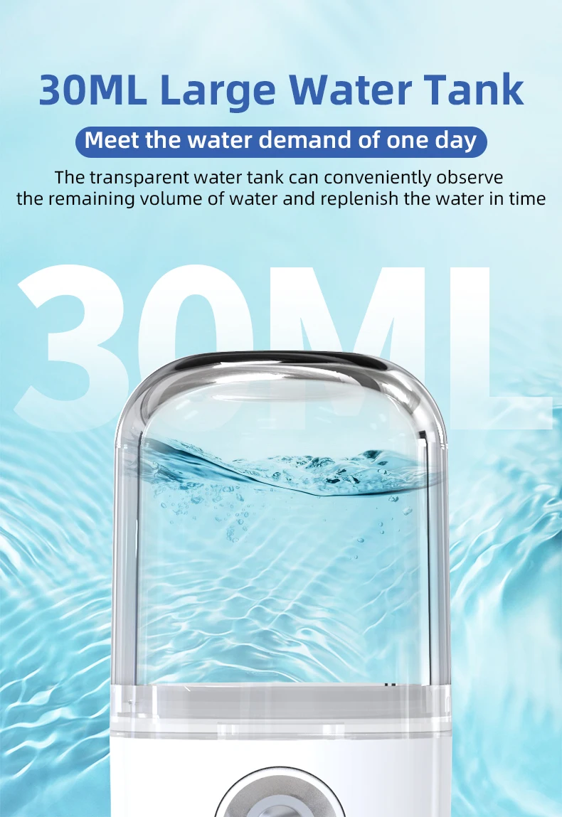 Portable Rechargeable Small Facial Steamer 30ml Mini Humidifier Home Wireless Nano Personal Face Hydrat Sprayer Cool Mist Maker