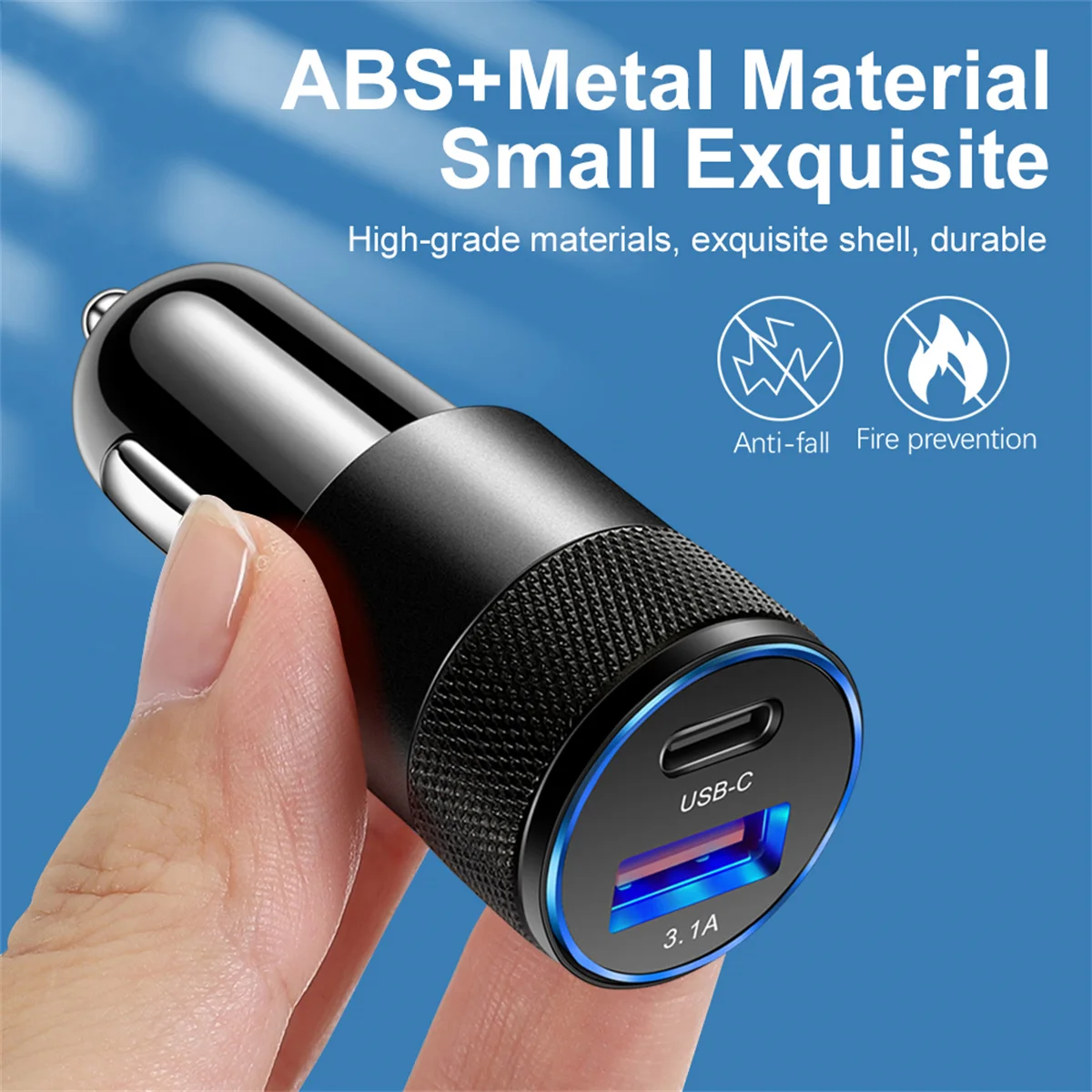 3.1A USB Car Charger Type C Fast Charging Phone Adapter For Xiaomi Huawei PD Phone Charger Adapter Socket Cigarette Lighter