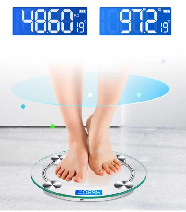 LCD Display High-Definition Digital Scale Round Shape Bathroom Body Weight Scale 0.2-180KG Precision Floor Electronic Scales