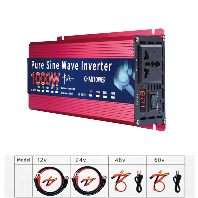 Pure Sine Wave Inverter 12V 220V 24V 110V 2000W 3000W 4000W 5000W DC To AC Portable Power Voltage Converter Car Solar Inverter