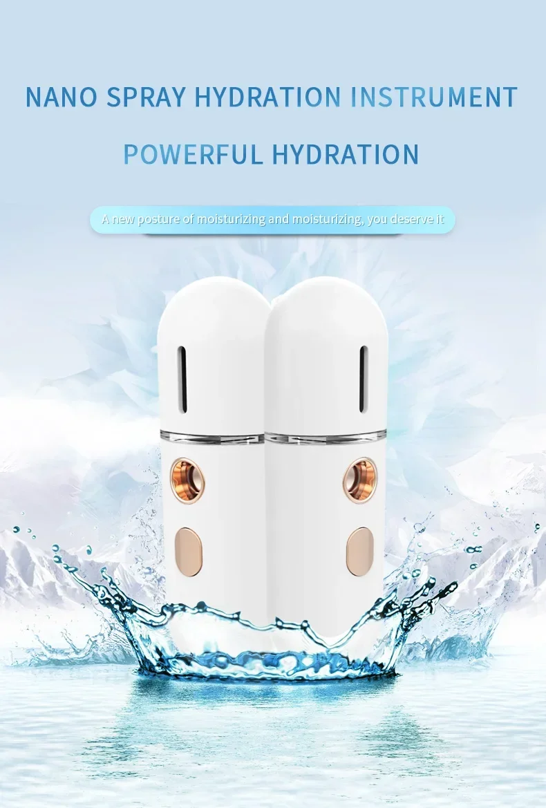 1PC Mini Portable Humidifier Nano Mister Facial Steamer Device Beauty Spray Hydrating Apparatus Cold Spray ApparatusRechargeable