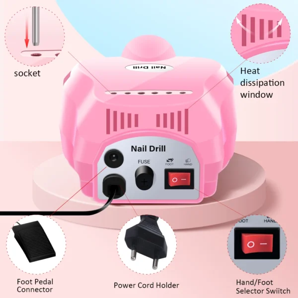 35000RPM Electric Nail Drill Machine Cutter Set Nail Gel Polisher Nail tools Salon Equipment Strong Polishing Tool Nail File Kit