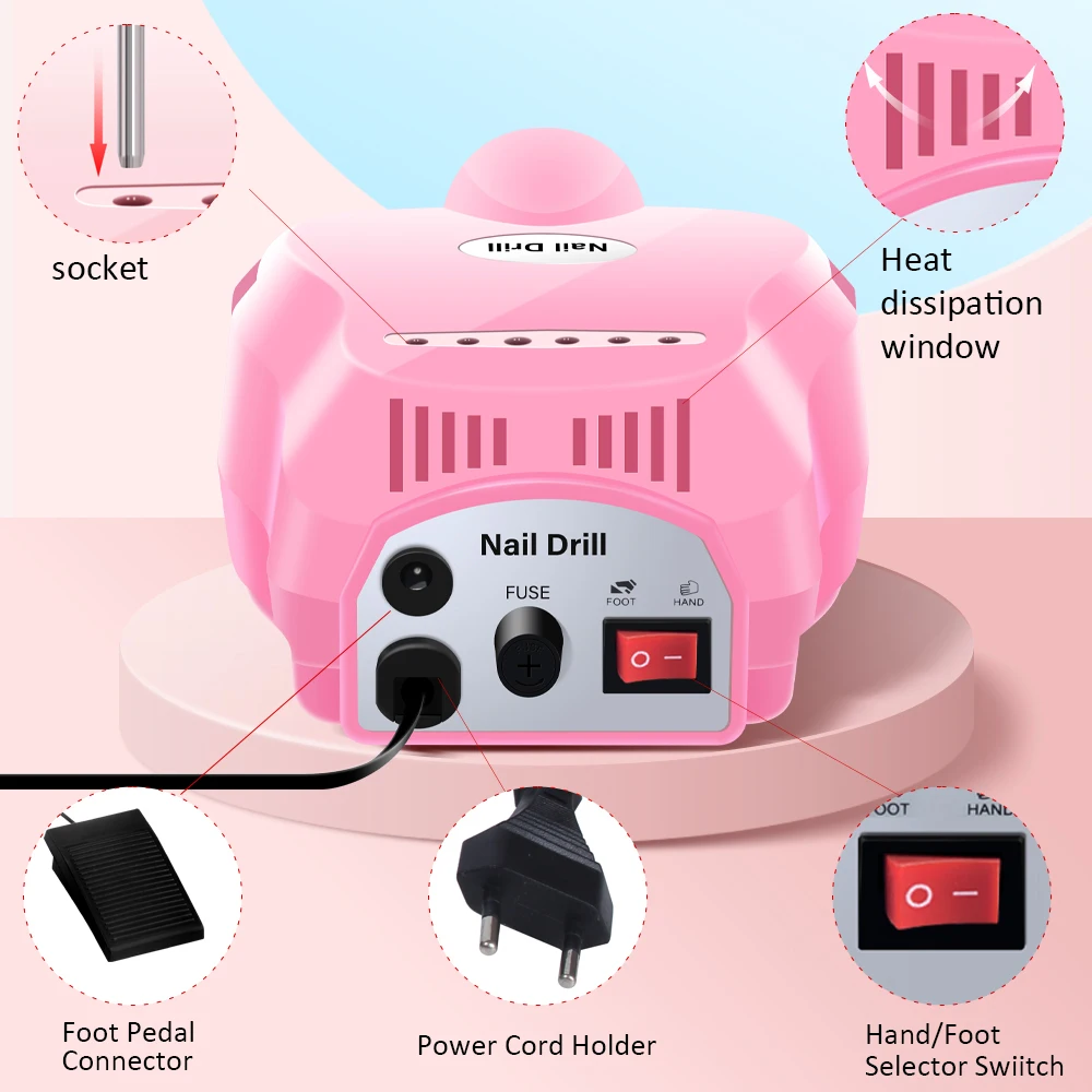 35000RPM Electric Nail Drill Machine Cutter Set Nail Gel Polisher Nail tools Salon Equipment Strong Polishing Tool Nail File Kit