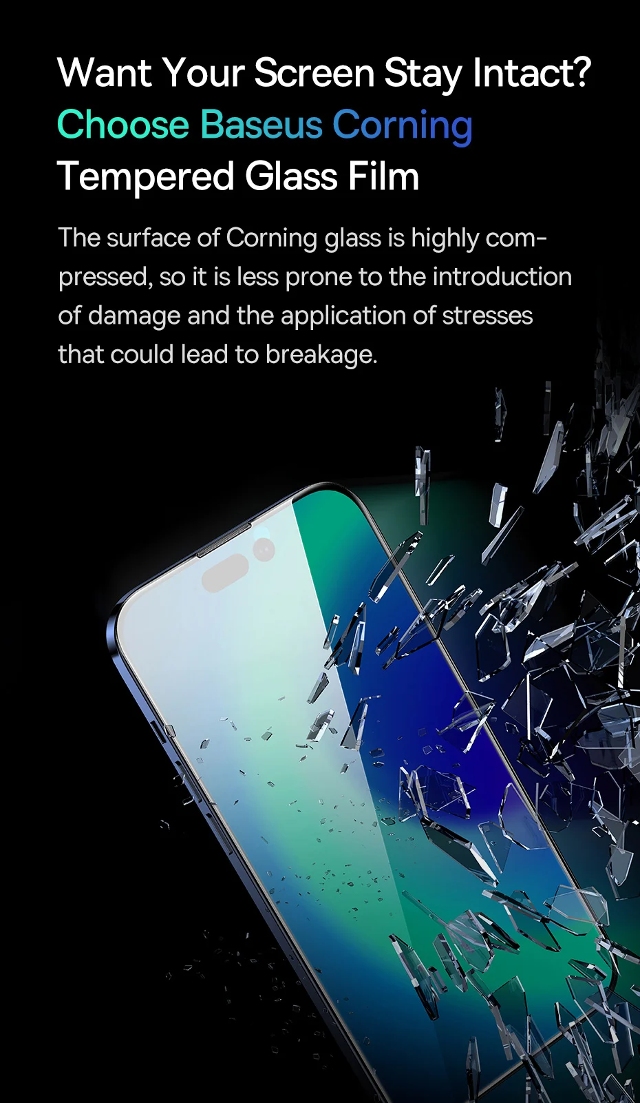 Baseus 0.4mm Corning Tempered Glass for iPhone 16 15 14 13 Pro Max Plus Screen Protector Anti-Peeping Auto Installation Film