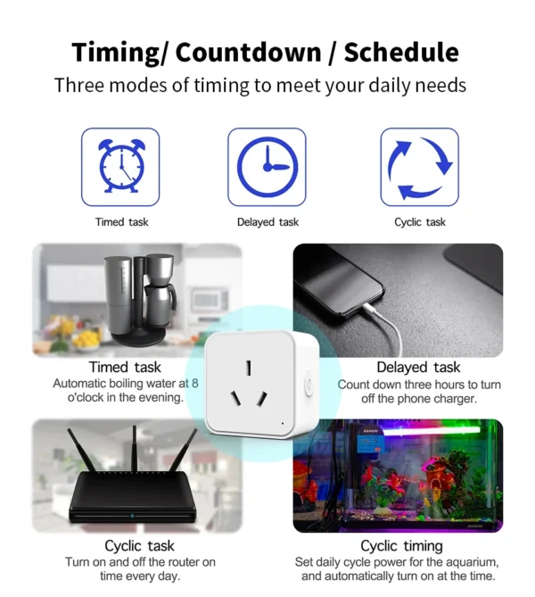 Tuya Smart Socket WiFi Intelligent AU Plug With Power Monitor Wireless Timing Socket Voice Control Works With Alexa Google Home