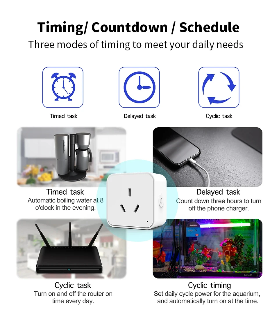 Tuya Smart Socket WiFi Intelligent AU Plug With Power Monitor Wireless Timing Socket Voice Control Works With Alexa Google Home