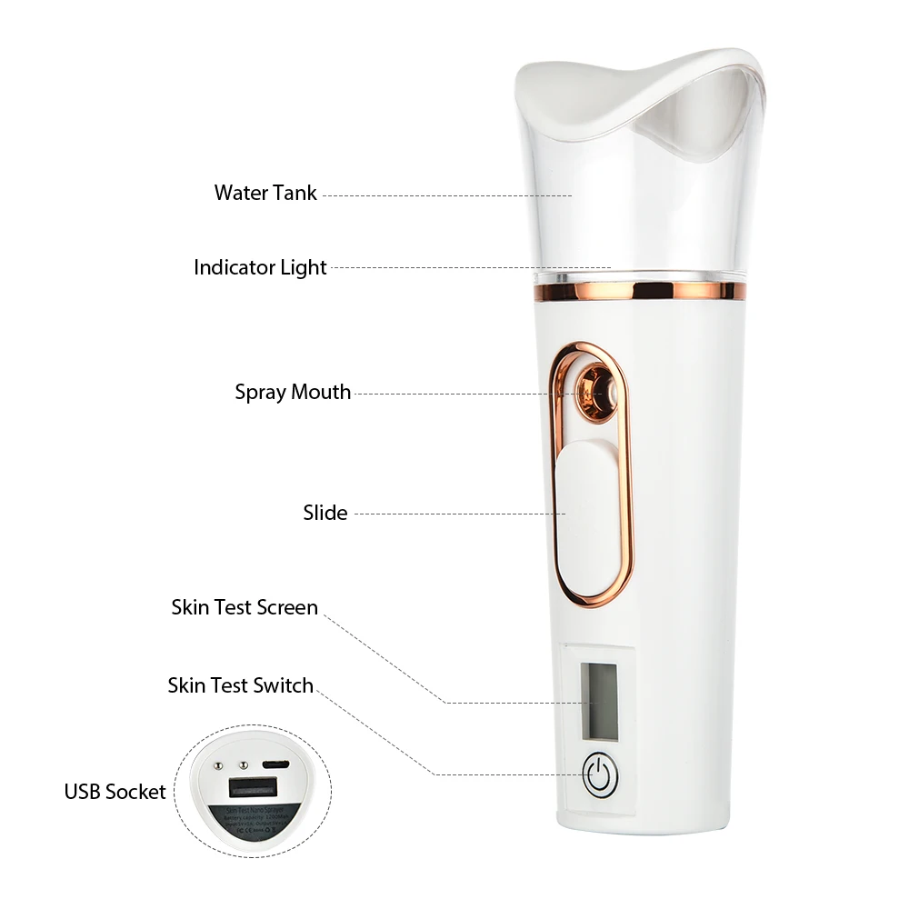 Nano Spray Facial Steamer Mini Handheld Portable 25ml Mist Sprayer Water Replenishment Device Hydration Humidifier Skin Care
