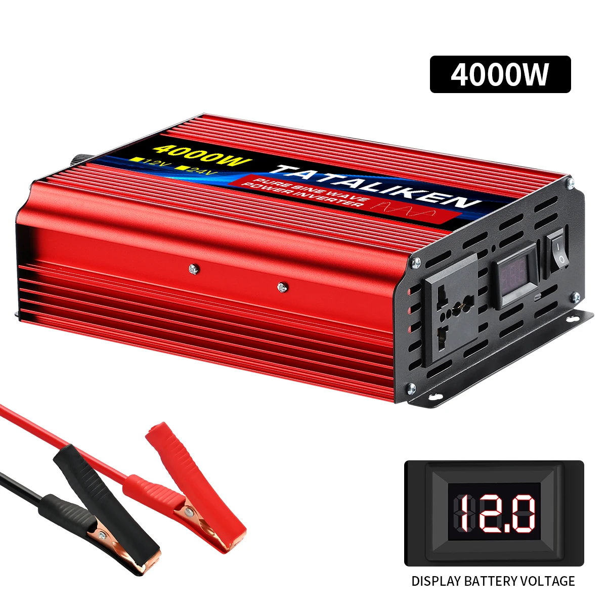 Pure Sine Wave Inverter 1000W-4000W DC 12V/24V to AC 220V 50hz Power Inverter Charger  Adapter Universal Socket