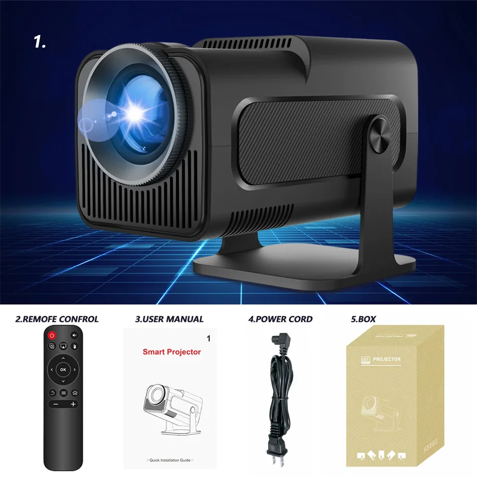 KaiAqua 4K Android 11 Projector Native 1080P 390ANSI HY320 Dual Wifi6 BT5.0 1920*1080P Cinema portable Projetor upgrated FY300