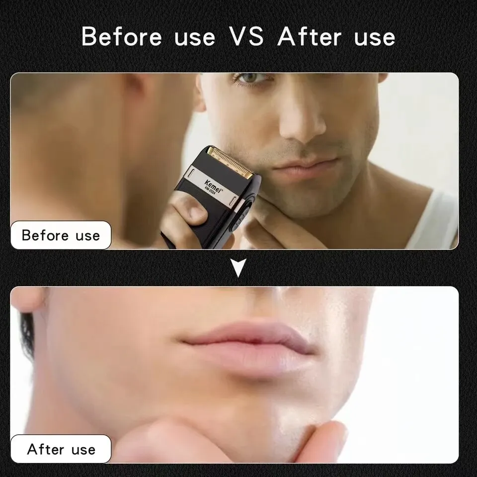 Kemei KM-2024 Electric Shaver Professional USB Rechargeable Men's Electric Shaver Leather Shell Waterproof Beard Trimmer Shaver