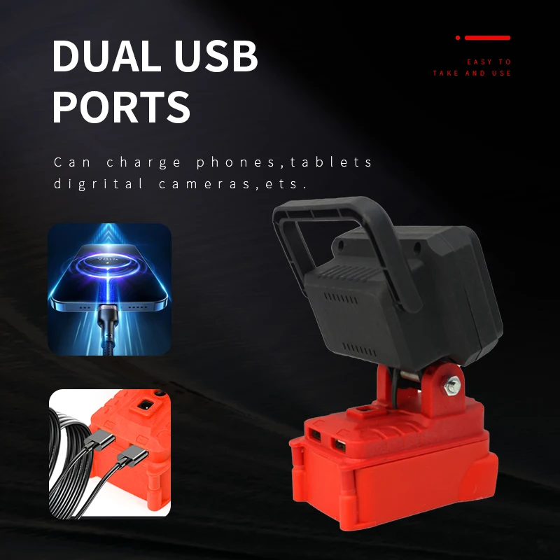 Led Light Fit Milwaukee Battery M18  Portable Spotlight Cordless Outdoor Work Fishing Handheld Emergency Tool Light No Batter
