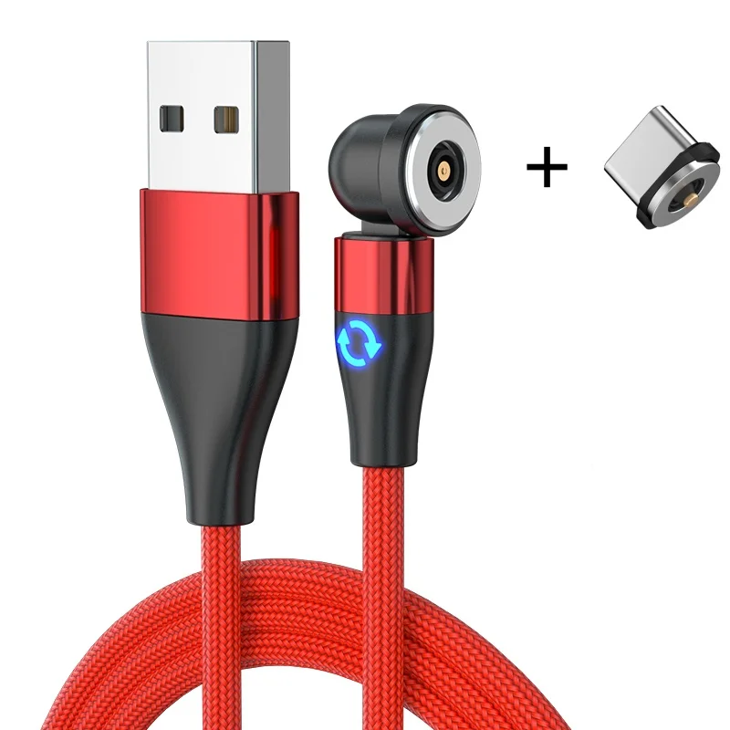 Magnetic Micro USB Type C Charging Cable for Xiaomi Samsung Huawei POCO Redmi 3 in 1 540 Rotate LED Magnetic Cable for iPhone