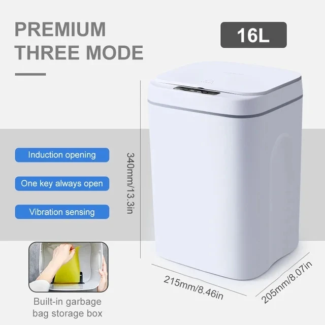20L Smart Trash Can Bathroom Automa Sensor Dustbin Electric Waste Bin Waterproof Wastebasket For Kitchen Recycling Trash