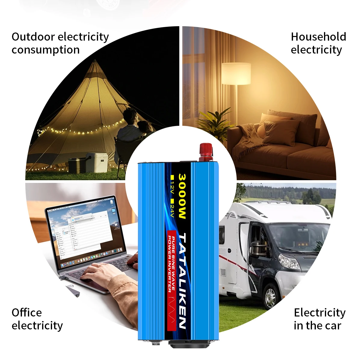Pure Sine Wave Inverter 1000W-4000W DC 12V/24V to AC 220V 50hz Power Inverter Charger  Adapter Universal Socket