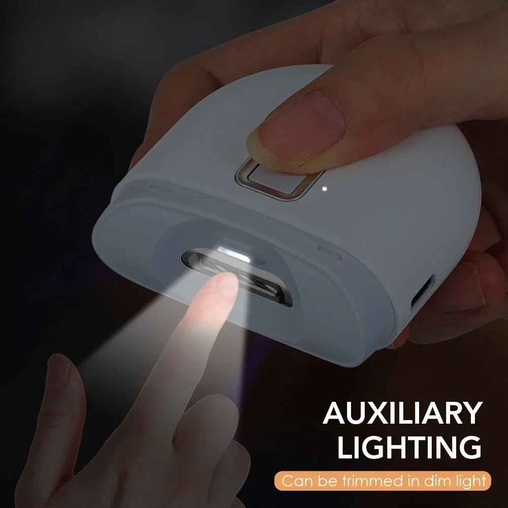 Mini Electric Nail Clipper With LED Light Rechargeable Automatic Portable Nail Grinder for Children Adult Safe Clipper Tools