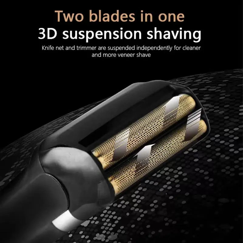 Kemei KM-2024 Electric Shaver Professional USB Rechargeable Men's Electric Shaver Leather Shell Waterproof Beard Trimmer Shaver