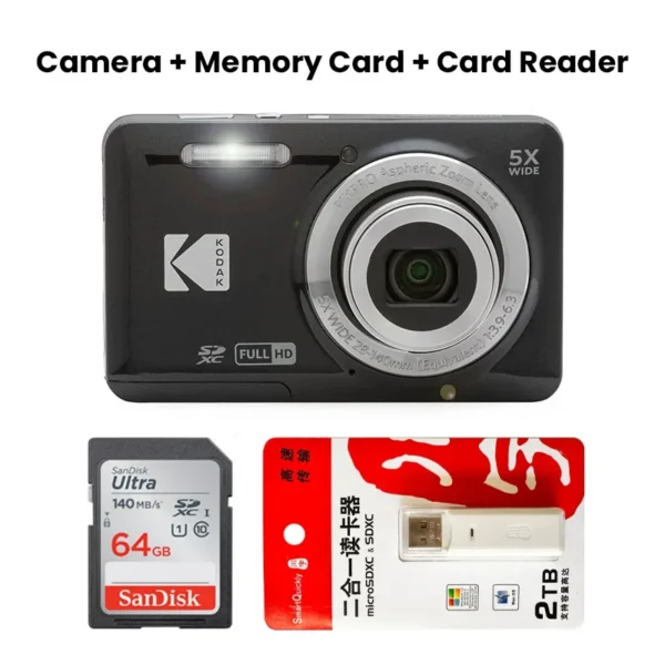 KODAK PIXPRO FZ55-RD 16MP Digital Camera 5X Optical Zoom 28mm Wide Angle 1080P Full HD Video 2.7" LCD Vlogging Camera