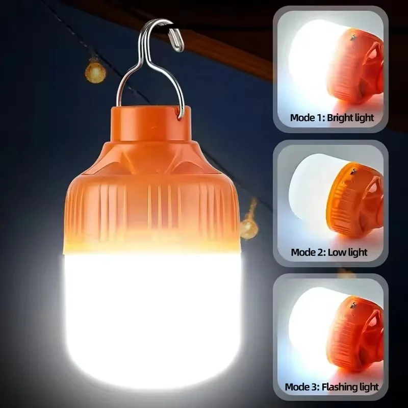 USB Rechargeable Camping Light Bulb Super Bright Portable LED 3 Modes Outdoor Lamp Emergency Fishing BBQ Tents Night Lighting
