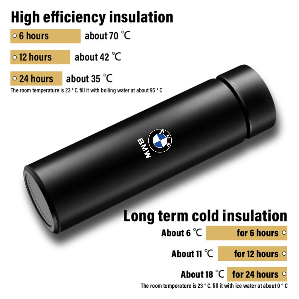Car Stainless Steel Smart Thermos Mug Insulation Cup Led Digital Temperature Display For BMW E28 E30 E34 E36 M Performance X1 X2