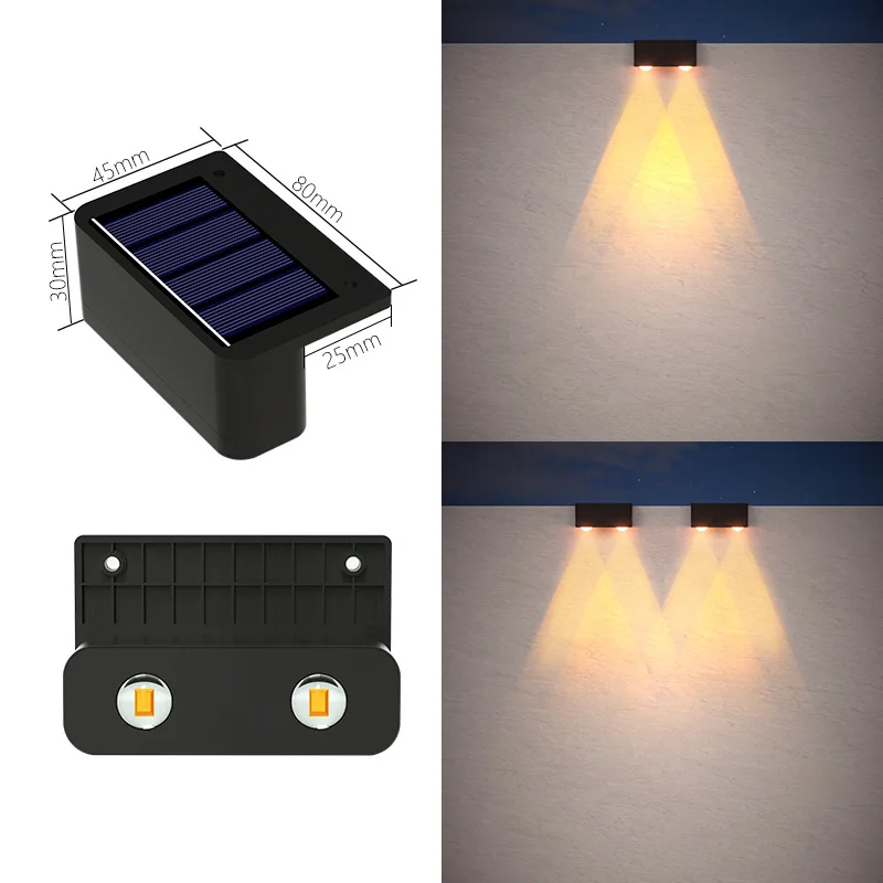 10/8/6/4LED Solar Wall Lamp Outdoor Waterproof Up and Down Luminous Lighting for Garden Fence Decoration Sunlight Light
