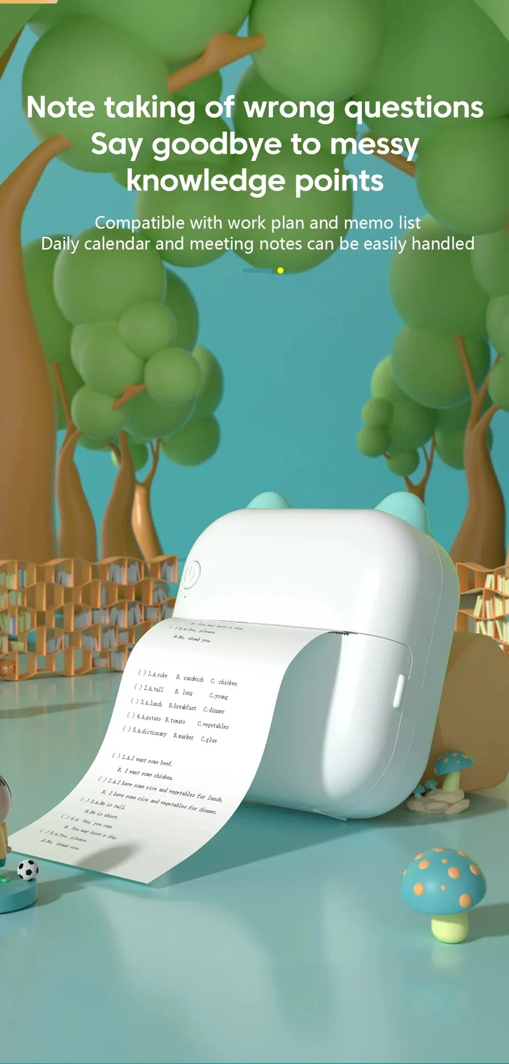 Mini printer, Thermal Printer Ink-free Portable Sticker Printer Compatible with IOS and Android, Wireless Photo Printing Tags