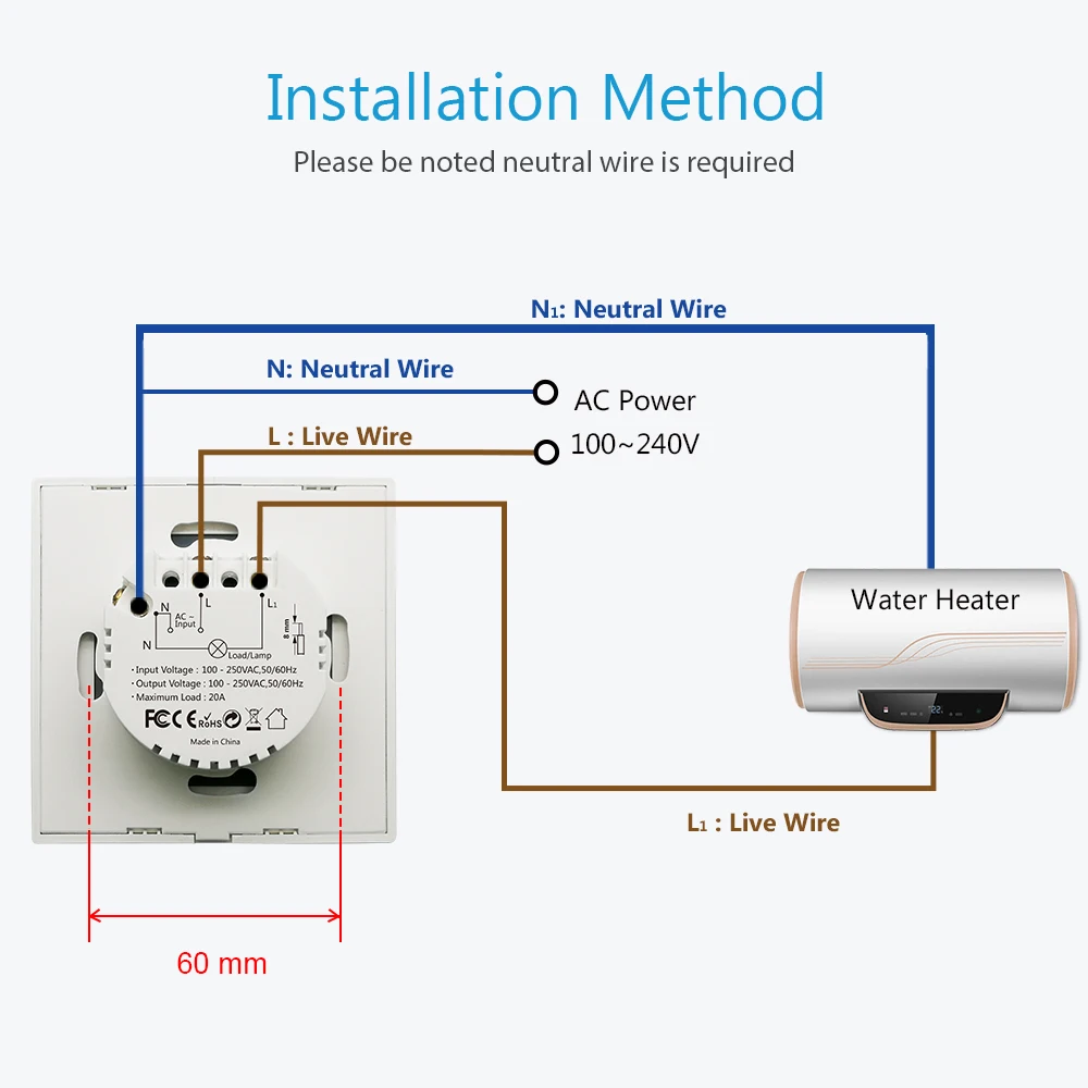 LoraTap WiFi Boiler Water Heater EU US IL Switch Tuya Smart Life App Remote Control Energy Monitoring Voice Google Home Alexa