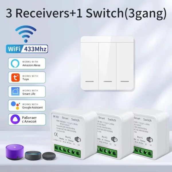 Tuya WiFi Smart Light Switch Smart Home Wireless RF 433mhz Push Button Wall Switch Via Alexa Google Home Alice Smart Life App