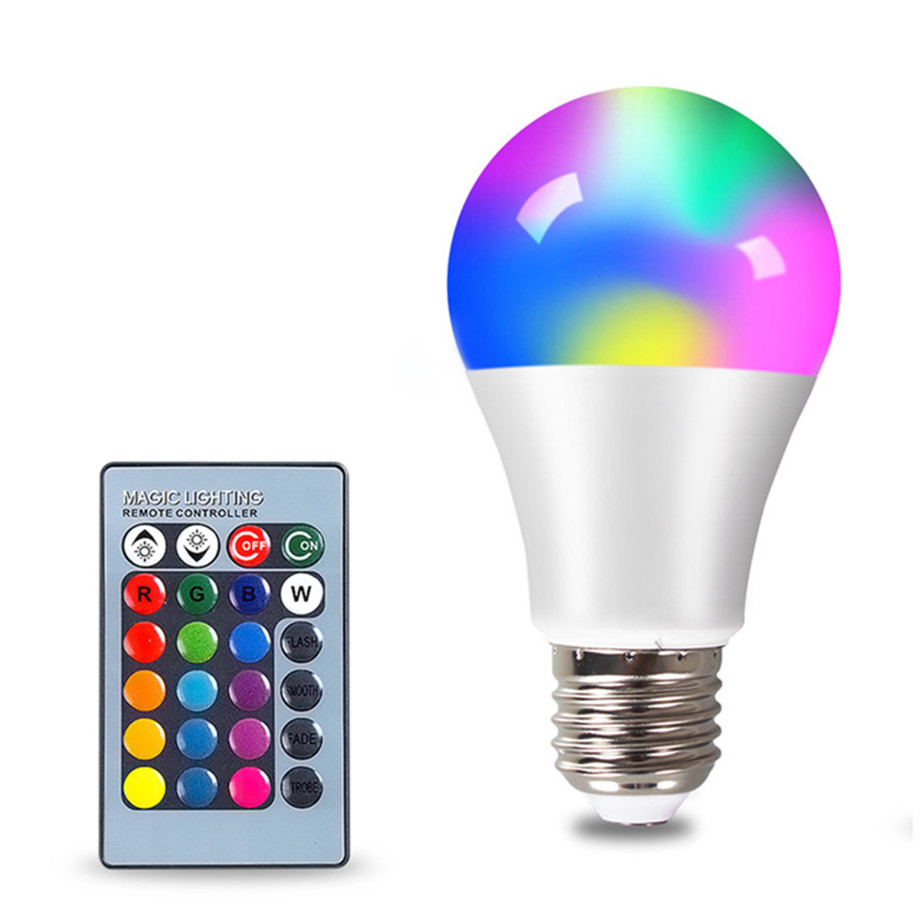 E27 LED RGB Lamp Spotlight Bulb AC 85-265V Bombillas LED 4W 10W 15W IR Remote Control Led Bulb Smart Led RGBW Lamp Home Decor