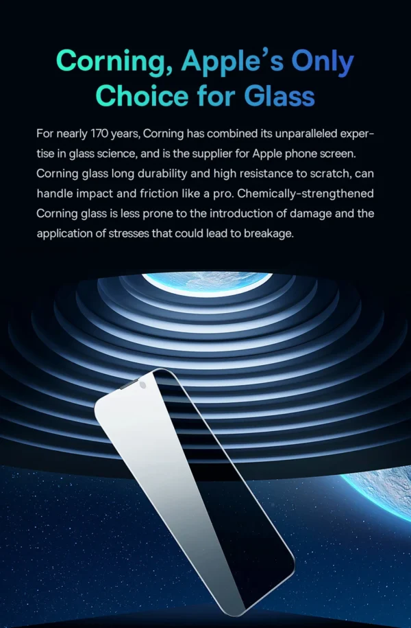Baseus 0.4mm Corning Tempered Glass for iPhone 16 15 14 13 Pro Max Plus Screen Protector Anti-Peeping Auto Installation Film