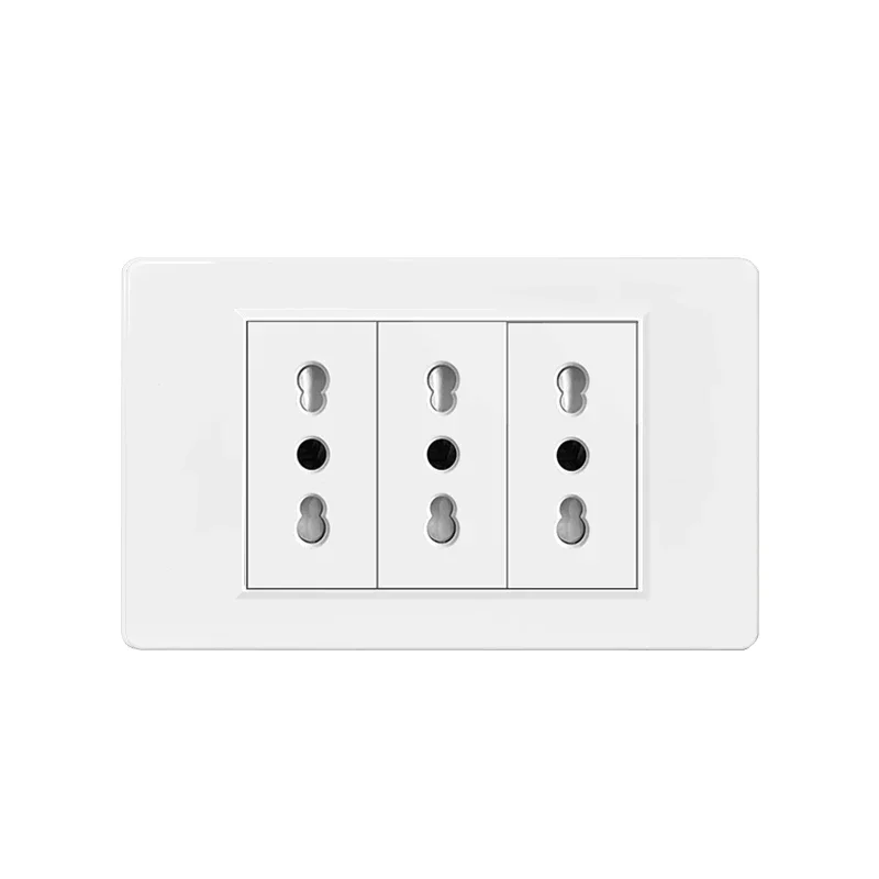 Italy Chile  Standard Outlet with USB Smart Type-c 20W Fast Charging, Dual USB Wall Socket Chile Plug Plastic Panel Light Switch