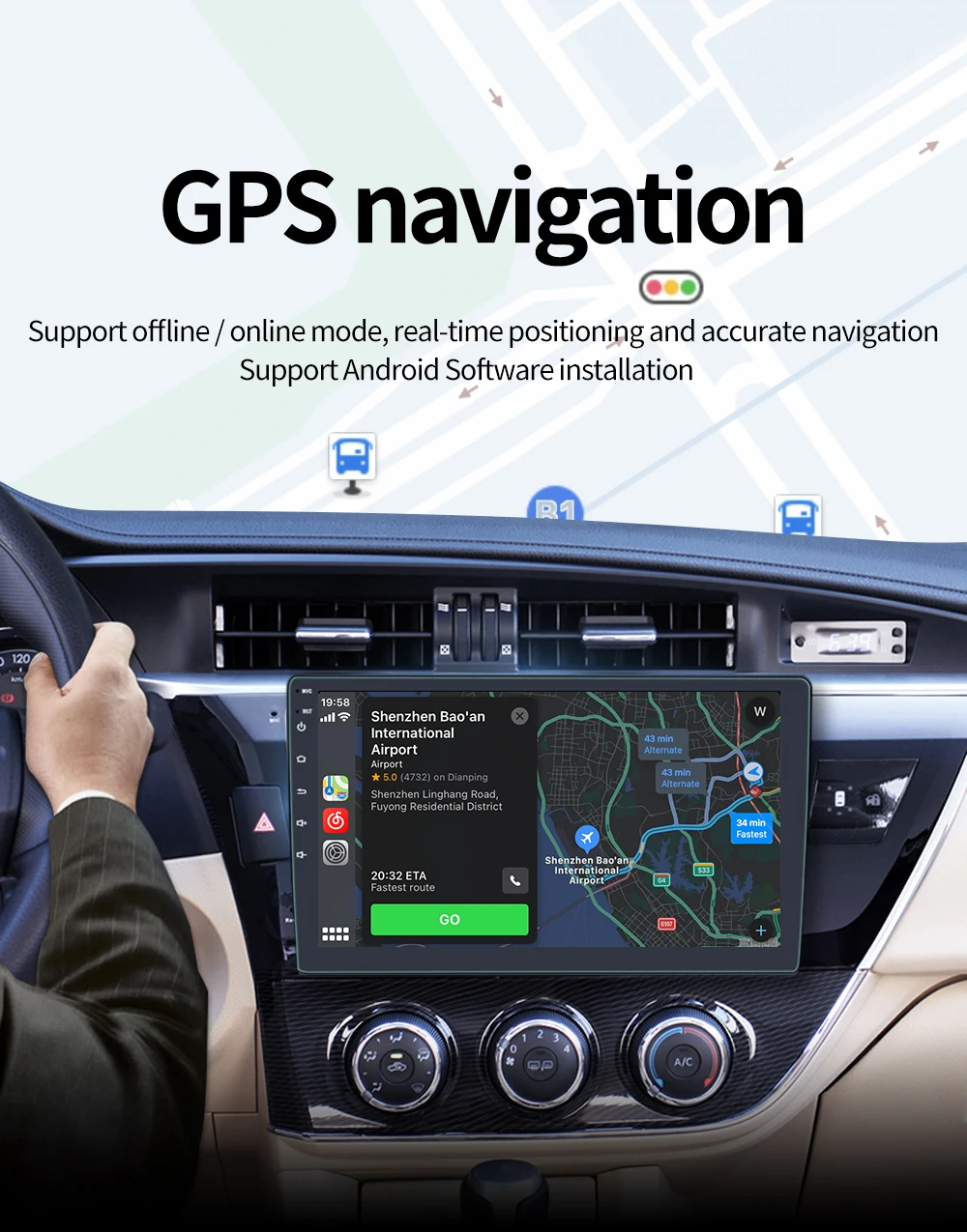 BQCC 4core 2 Din Car Radio Androidauto Carplay Android 13 GPS Car Audio 7"/9"/10" WIFI BT IPS Automotive Multimedia Player