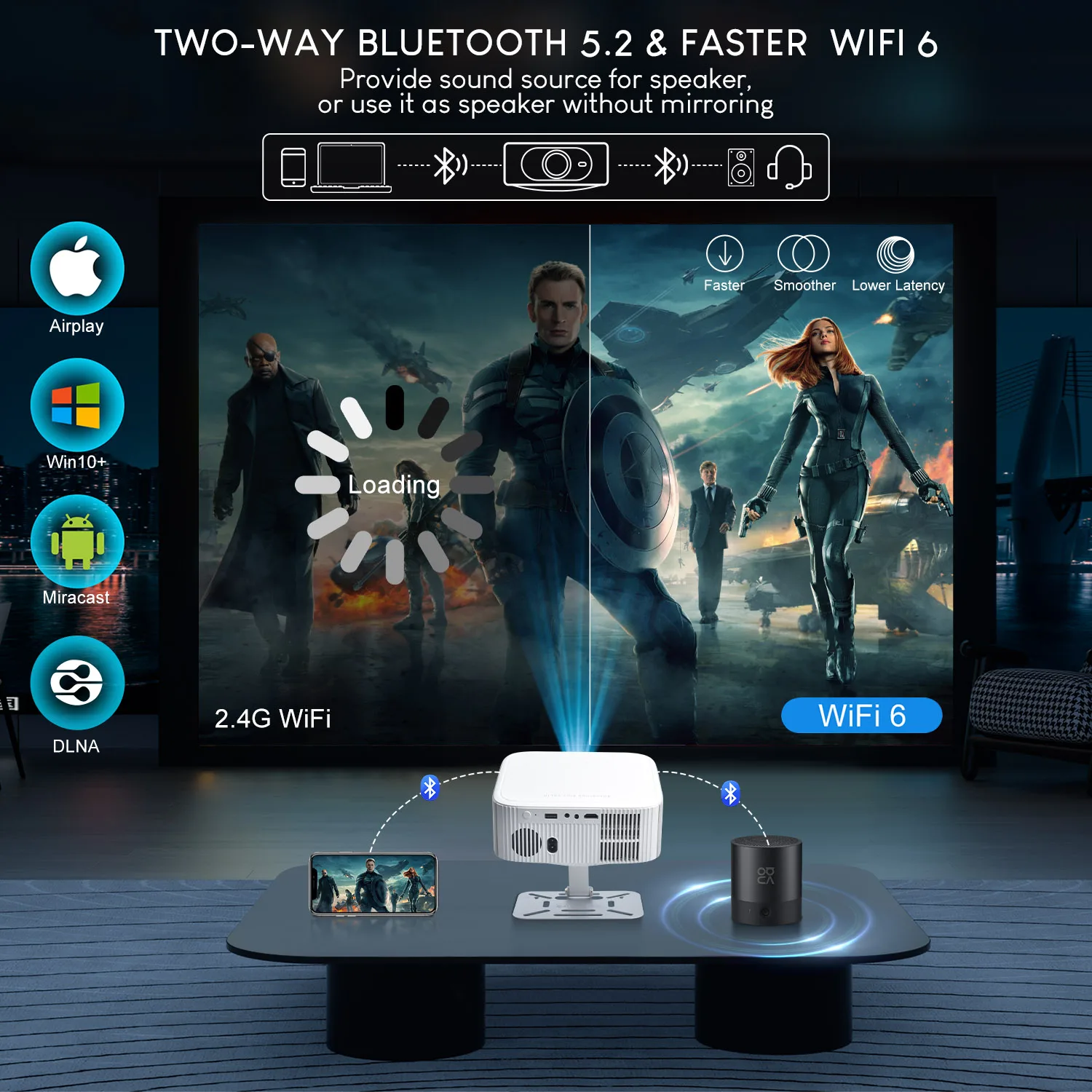Salange Netflix Projector P92MAX Smart Android 13 1080P BT5.2 WiFi6 12000L Electronic Focus Auto Keyston 4K Movie HD Home Cinema