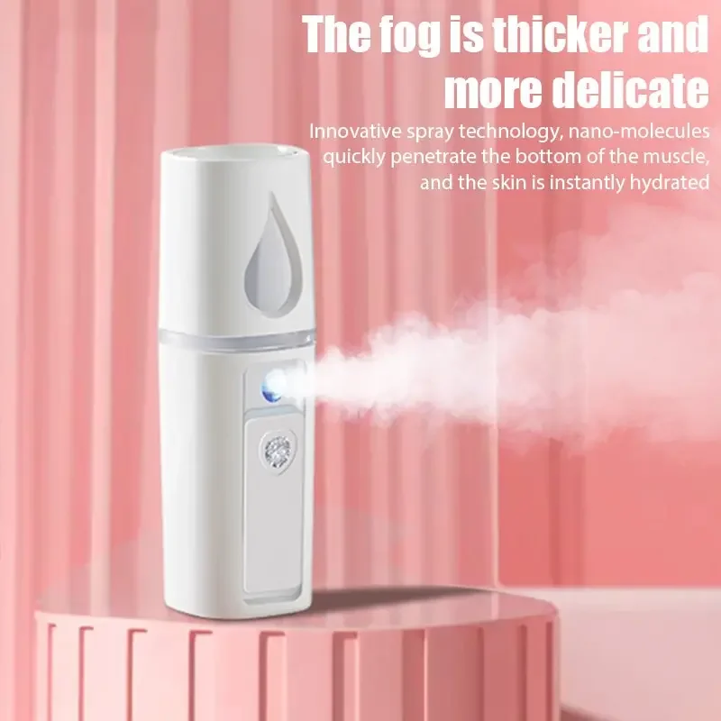 Facial Nano Mist Sprayer Mini Portable Facial Steamer Rechargeable Handy Face Humidifier Face Moisturizing Skin Care Machine