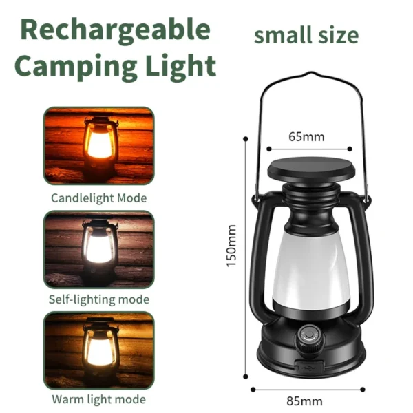 USB Rechargeable/Solar Charging Camping Light Portable Camping Lanterns 3 Lighting Modes Dimming Outdoor Hanging Tent Light